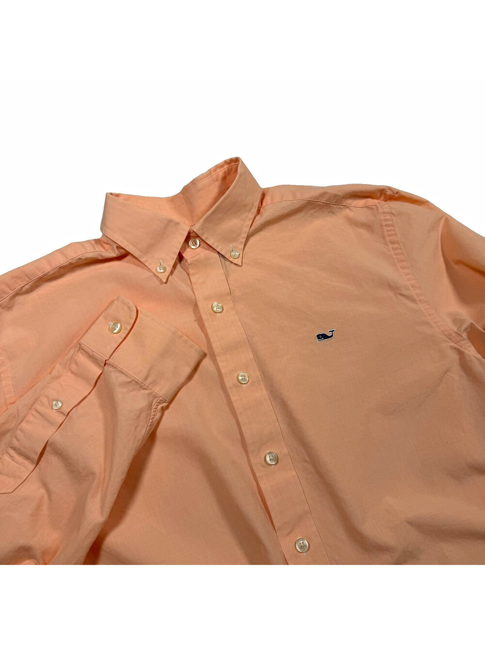 Vineyard Vines Whale Shirt Men’s M Peach Solid Cotton Long Sleeve Button-Down